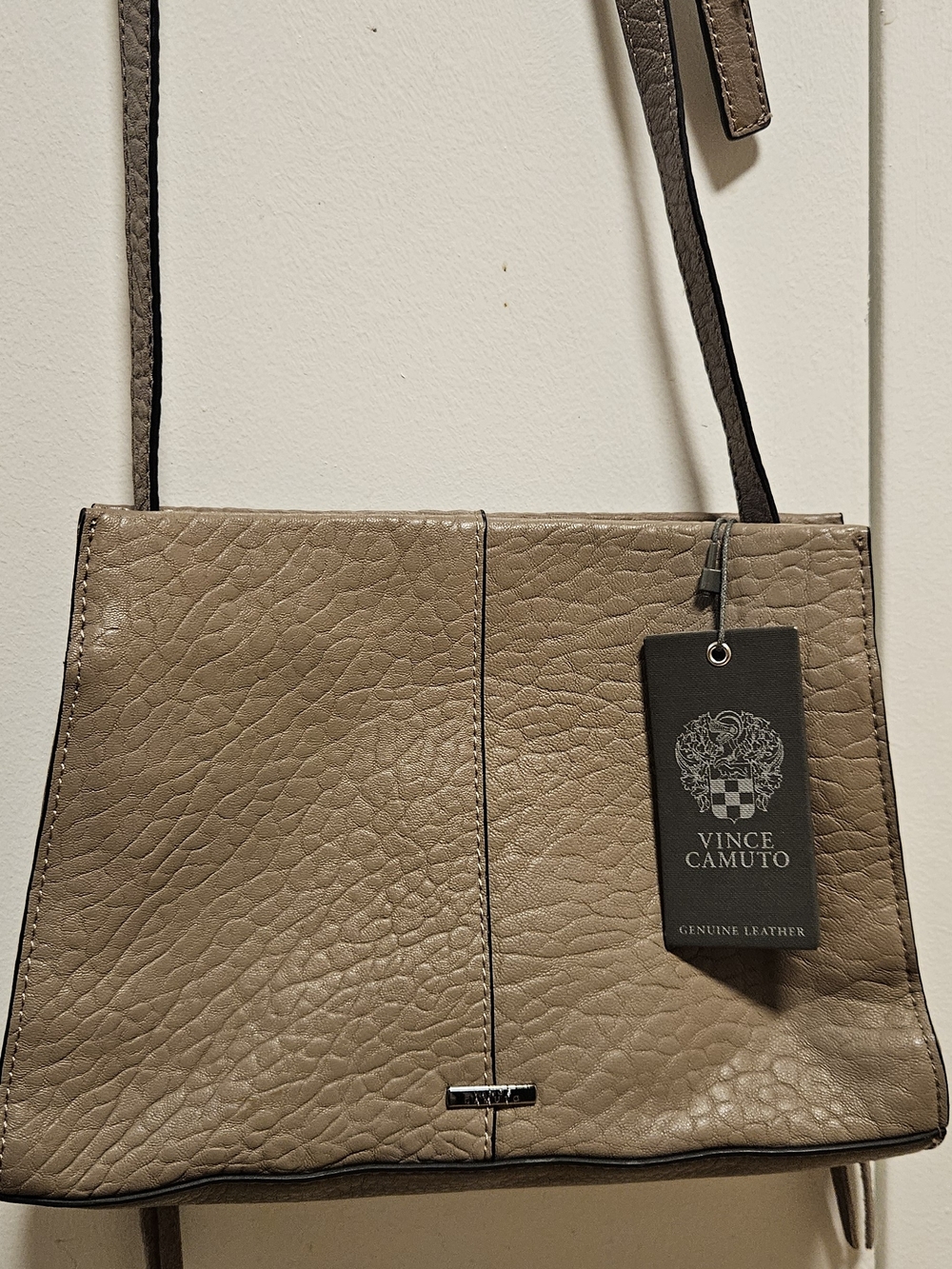Vince Camuto Taupe Leather Crossbody Bag